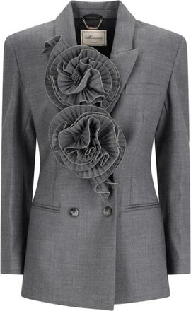 Blumarine Giacca Misto Lana - Dames - Blazers - Grijs - M - Wol - Jassen