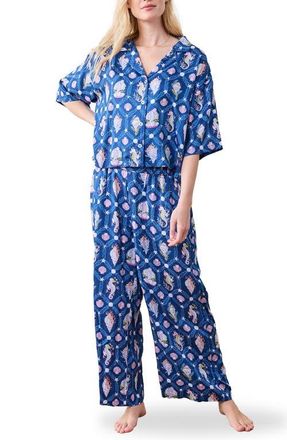 Printfresh Wildest Dreams Satin Pajamas in Navy at Nordstrom, Size X-Large