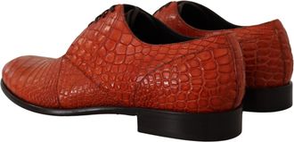 Dolce & Gabbana Mens Orange Exotic Leather Dress Derby Shoes Skin Croc