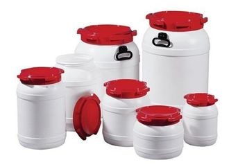 OEM Bid&oacute;n De Cuello Ancho 42,0l Blanco Con Tapa Roja Con Asas Apertura De Llenado-d.282mm