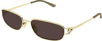 Gucci Emblem Rechthoekige Zonnebril - Dames - Zonnebrillen - Geel - 57 MM - Nylon - Accessoires