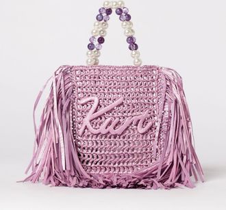 Kurt Geiger Borsa Kurt Geiger London in rafia crochet con frange