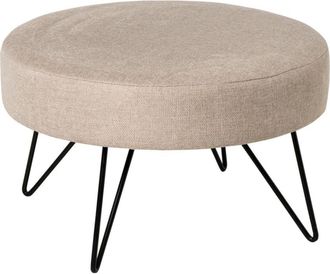 Koketto Home Puff redondo beige con patas de metal negro