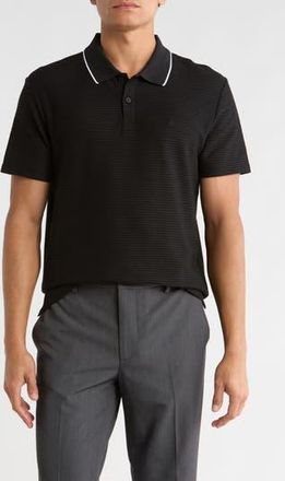 Calvin Klein Thin Stripe Knit Polo in Black at Nordstrom Rack, Size X-Large