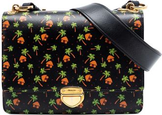 Prada Pre-owned Prada Saffiano Palm Tree and Hut Print Flap Crossbody Ladies 9F6DP2JTR8AVGFTJ