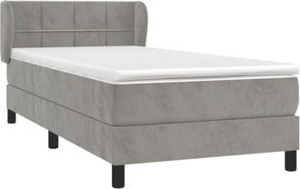 vidaXL Cama Box Spring Con Colch&oacute;n Terciopelo Gris Claro 90x190 Cm Vidaxl
