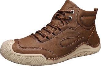 Generic Ankle Boots for Men UK Leather, Casual Sneakers Lace Up Sports Shoes High Top Flats Shoe Hard Wearing Trekking Shoes Non-Slip Soles Outdoor Shoe Retro