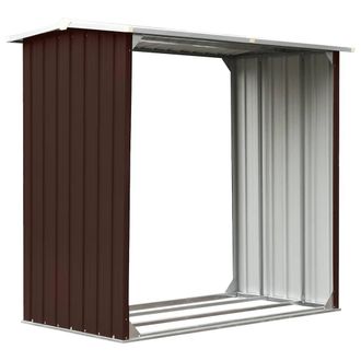 vidaXL Caseta Jard&iacute;n Para Le&ntilde;a Acero Galvanizado Marr&oacute;n 172x91x154 Cm Vidaxl