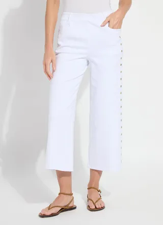 Lyss&eacute; Willa Scallop Studded Crop Denim Curvy (25 Inseam)