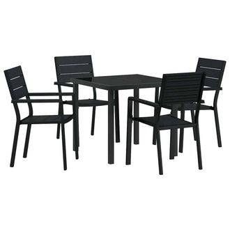 Berkfield Home 5 Piece Garden Dining Set Black HDPE