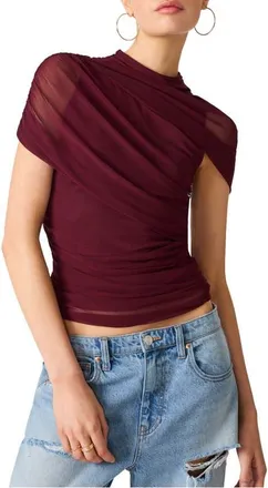 Steve Madden Kerry Mesh Top in Fig at Nordstrom, Size Medium