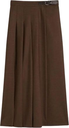 Max Mara pleated buckle-fastening midi skirt - Brown