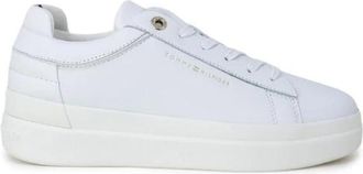 Tommy Jeans Witte Leren Sneakers Eenvoudig Patroon - Dames - Sneakers - Wit - 41 EU - Leer - Schoenen