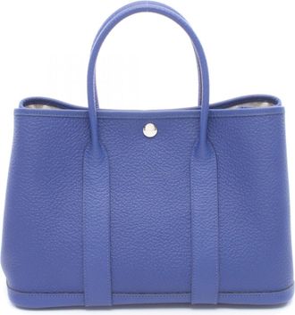 Herm&egrave;s Blue Blue Electric Country Leather Handbag Tote Bag (Pre-Owned)
