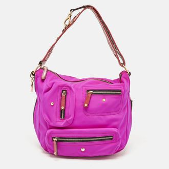 Tod's Tods Purple/old Rose Neoprene And Patent Leather Multiple Pocket Expandable Hobo
