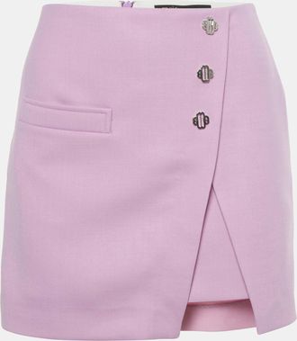 Maje Light Purple Gabardine Button Detail Mini Skirt