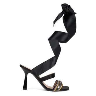 Alberta Ferretti Schoenen, Dames, Zwart, 39 EU, Leer, Sandaal met spiraalband