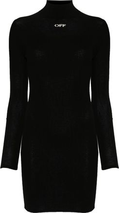Off-white Off Stamp embroidered mini dress - women - Viscose/Polyester - 38 - Black