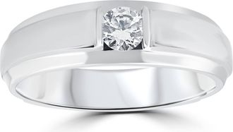 Pompeii3 1/6CT Mens Diamond Solitaire Ring 10K White Gold Size Selectable