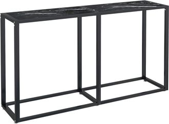 vidaXL Vidaxl - Mesa Consola Vidrio Templado M&aacute;rmol Negro 140x35x75,5cm