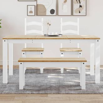 vidaXL Vidaxl - Mesa De Comedor Panama Madera Maciza Pino Blanco 160x80x75 Cm