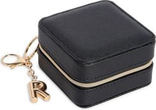 Nordstrom Detachable Initial Charm Jewelry Box in R- Black- Gold at Nordstrom Rack