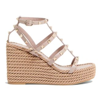Valentino Garavani Wedges, female, Brown, Size: 9 US Rockstud Wedge Sandal