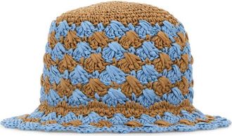 Prada Two Tone Raffia Bucket Hat