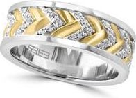 Effy Two-Tone Pav&eacute; White Topaz Chevron Band Ring in Two Tone/White at Nordstrom Rack, Size 10
