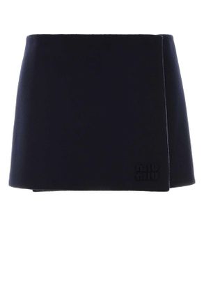 Miu Miu Midnight Blue Wool Blend Reversible Mini Skirt