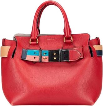 Burberry Pre-owned Handbags, female, Red, Size: ONE SIZE Pre-owned Leather Tote