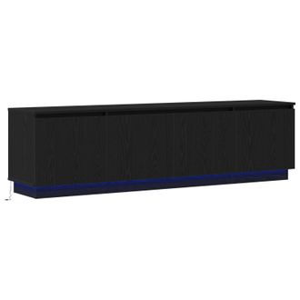 Berkfield Home TV cabinet with LED Black Oak 180x38x49 cm Engineered Wood | Size: 180 x 38 x 49 cm