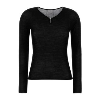 Carven V-neck Knitwear, female, Black, Size: S Kn415 Open Back Top