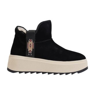 Ash Ash, Schoenen, Dames, Zwart, 36 EU, Leer, Zwarte Leren Platform Enkellaarzen