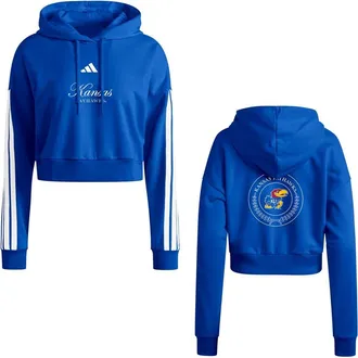 adidas Womens adidas Royal Kansas Jayhawks Campus Queen Cropped Pullover Hoodie at Nordstrom, Size X-Large
