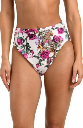 L'agence Vanessa Rose Leopard High Waist Bikini Bottoms in White Multi at Nordstrom, Size X-Small
