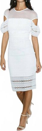 Bardot Embroidery Lace Cocktail Dress In White