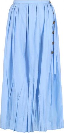 Ferragamo Womens Pleated Wrap Midi Skirt In Blue