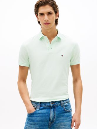 Tommy Hilfiger Poloshirt TOMMY HILFIGER 1985 SLIM POLO, Herren, Gr. XXL, gr&uuml;n (opal gr&uuml;n), Piqu&eacute;, Obermaterial: 96% Baumwolle, 4% Elasthan, unifarben, Basic, schmal 