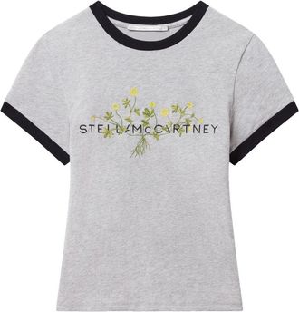 Stella McCartney T-Shirt mit Blumenstickerei und Stella Mc Cartney-Logo