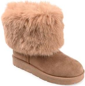 Journee Collection Shanay Faux Fur Boot in Tan at Nordstrom Rack, Size 5.5