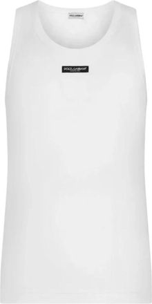Dolce & Gabbana Wit Logo Patch Tanktop - Heren - Tops zonder mouwen - Wit - L - Katoen - Tops
