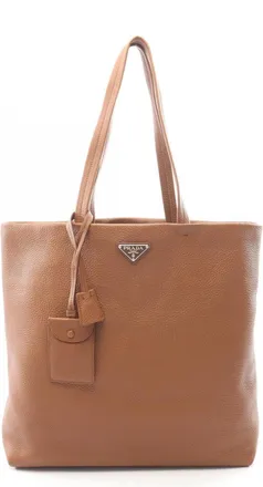 Prada Brown Leather Handbag Tote Bag (Pre-Owned)