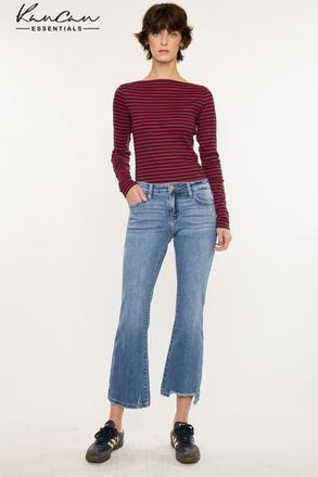 Kancan Savanna Essentials Mid Rise Cropped Flare Jeans in Medium Wash at Nordstrom, Size 25