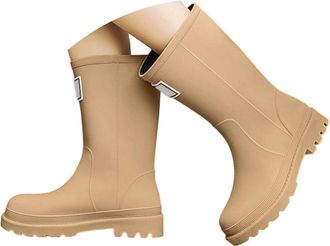 Generic Wellies For Women Mid Calf Slip Fashion Rubber Shoes With Thick Sole For Daily Wear And Outdoor Activities Ladies Waterproof Fashion Mid Calf Fleece L