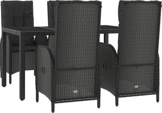 vidaXL Set De Muebles Jard&iacute;n 5 Pzas Con Cojines Rat&aacute;n Sint&eacute;tico Negro Vidaxl
