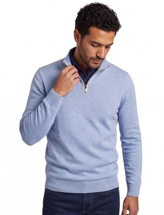 Casamoda Casa Moda half zip pullover effen lichtblauw