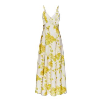 AllSaints Irina Floral Maxi Jurk - Dames - Maxi kleedjes - Geel - M - Polyester - Kleedjes