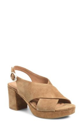 S&ouml;fft Lyric Slingback Platform Sandal in Saddle at Nordstrom, Size 8.5