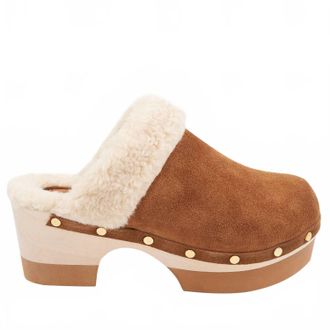 Andr&eacute; Assous Womens Olivia Faux Suede Clog In Cognac Natural